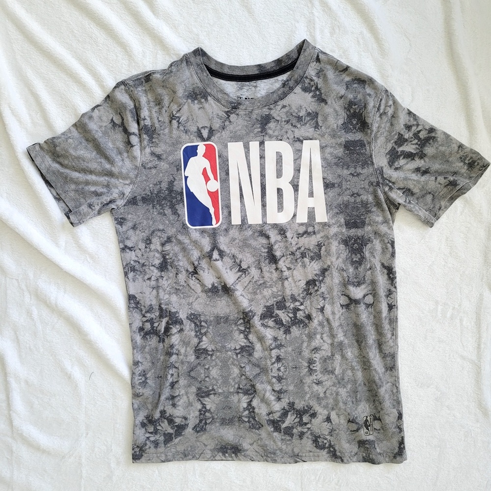 NBA Tie‎ Dye Graphic T Shirt Basketball Short Sleeve Gray Streetwear Men's Small